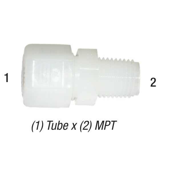 Male Connector, 3/8in Tube x 1/2in MPT, Thermoplastic, N6MC8 Car Wash Superstore