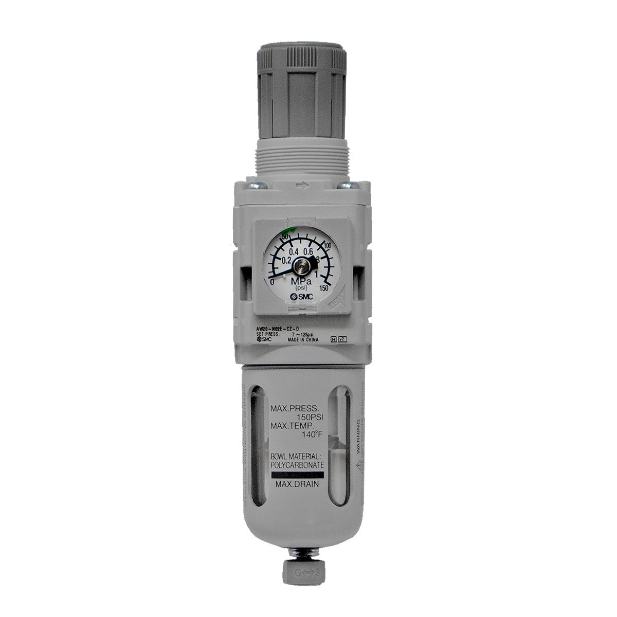 Air Filter Regulator With Gauge 1/4in FPT Left-To-Right Car Wash Superstore