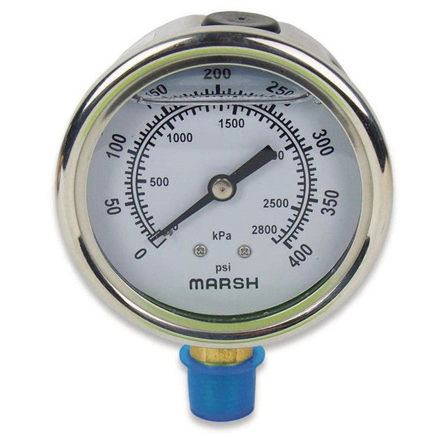 Outlet Pressure Gauge 0-400PSI Bottom Mount 3000491 Car Wash Superstore