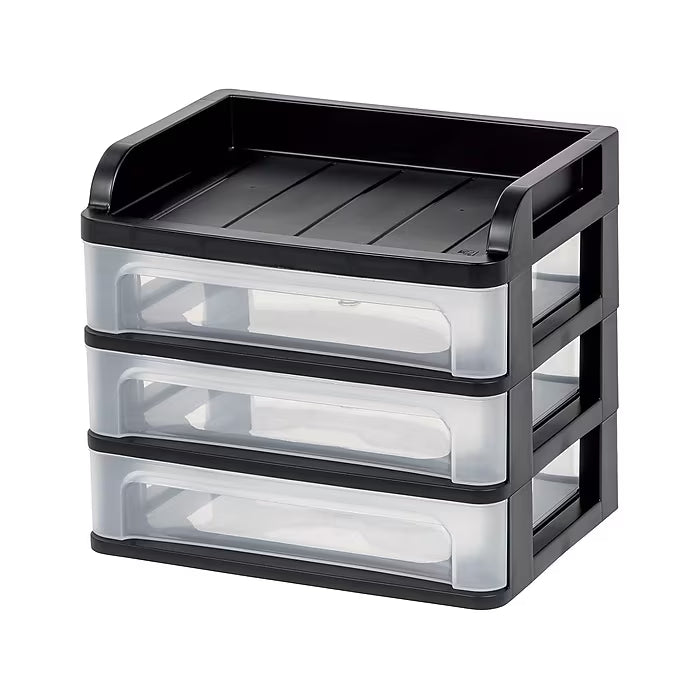 Black 3 Drawer Desktop Storage - Medium Size