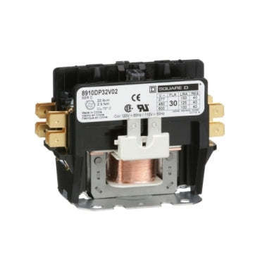 SQUARE D Definite Purpose Magnetic Contactor: 2 Poles, 120V AC, 30 A, Non-Reversing Car Wash Superstore