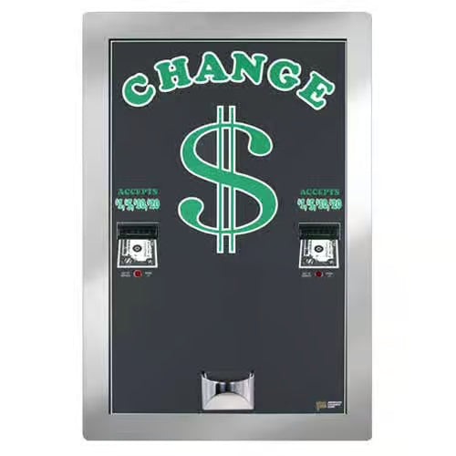 American Changer Rear Load Changer with Mars Bill Validator (2) 500 Note Stackers, Dual Hoppers and Dual Boards - Total Capacity: 11,200 Quarters/Tokens or 8,800 $1 Coins, Dimensions:19-1/4'' W x 29'' H x 14'' D American Changer
