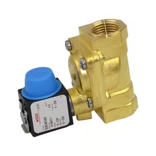 ASCO S Series Brass 1/2'' FPT 120 VAC Normally Closed Solenoid Valve with DIN Connector ASCO