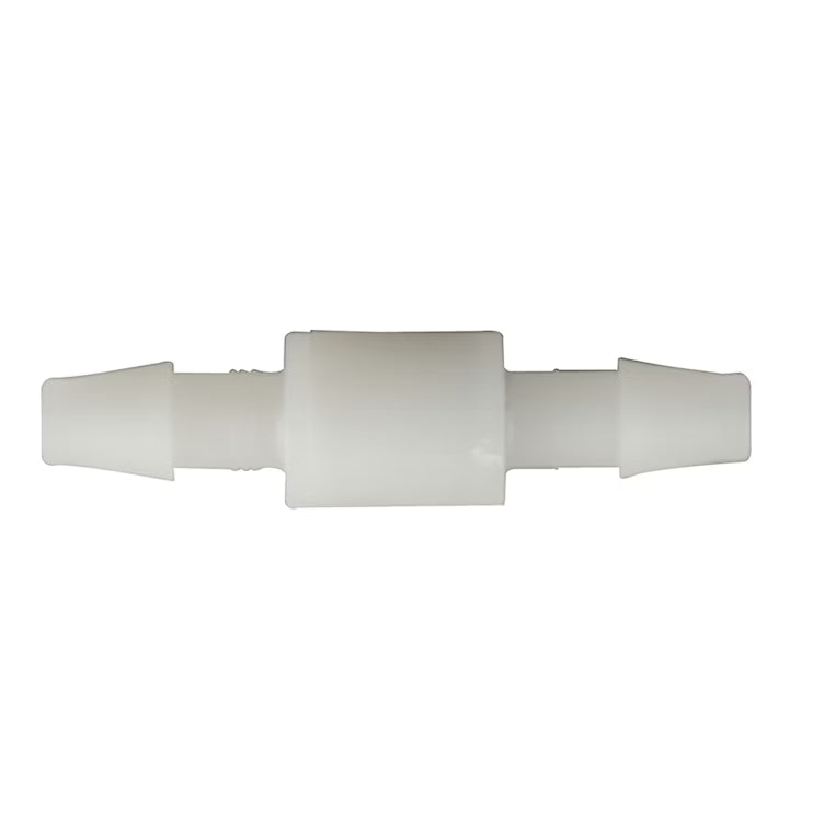 1/4" Hose Barb x 1/4" Hose Barb Series 695 Natural Polypropylene Mini Check Valve with Viton™ Seals