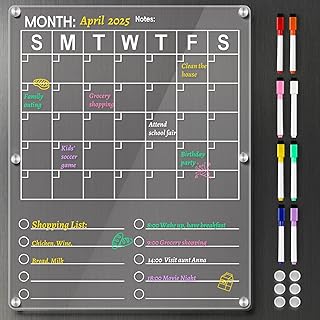 Large Acrylic Magnetic Calendar for Refrigerator, 2in1 Clear Fridge Calendar, Monthly Planning Board with to Do Lis Car Wash Superstore
