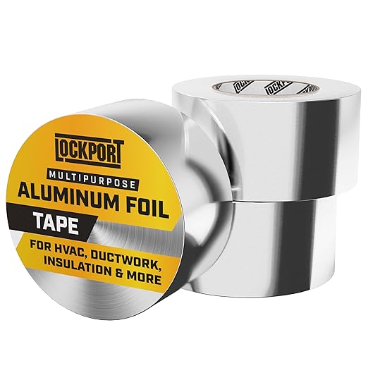 Lockport Aluminum Foil Tape 2" x225 ft - 3 Pack - Aluminum HVAC Tape - HVAC Duct Sealing, Dryer Vent, Heat Insulation & Ductwork Repairs - Heat Resistant, Waterproof, Professional Grade Car Wash Superstore
