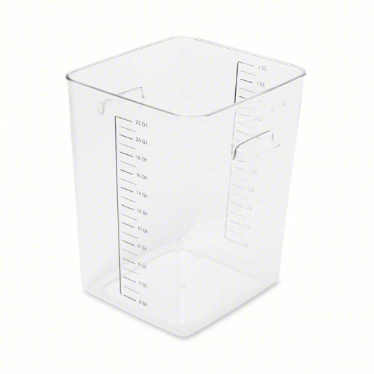 RUBBERMAID COMMERCIAL PRODUCTS Food Storage Container: 22 qt Capacity, Clear Body, Graduated, Clear Car Wash Superstore