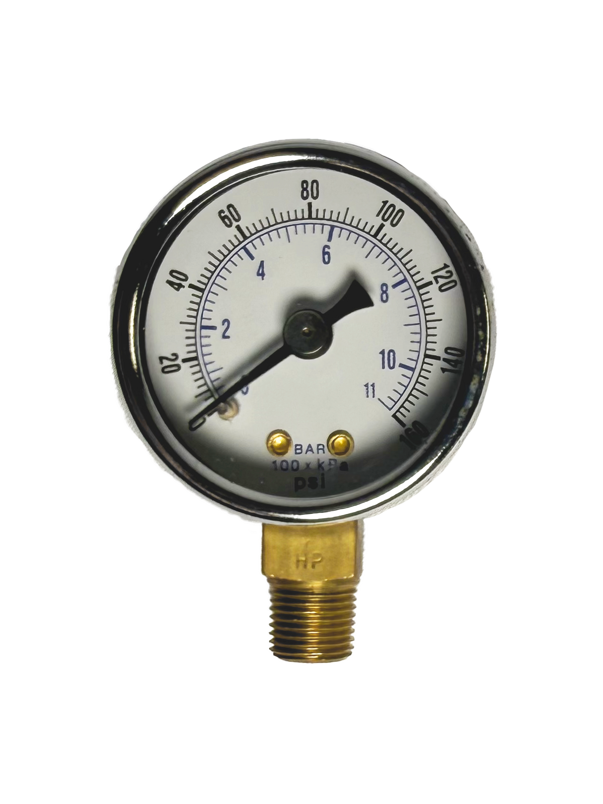CWS 1/8'' 1-1/2'' D 0-160 PSI Bottom Mount Non-Liquid Pressure Gauge CWS