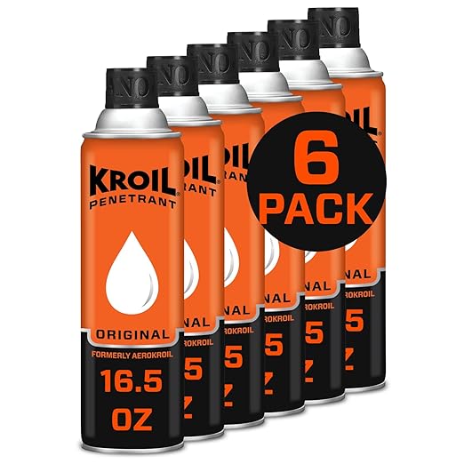 Kroil Original Penetrating Oil (Aerosol Spray-16.5oz Can-Case of 6) | Penetrant for Rusted Bolts, Metal, Hinges, Chains, Moving Parts | Rust, Corrosion Inhibitor (AZKS162C6) Car Wash Superstore