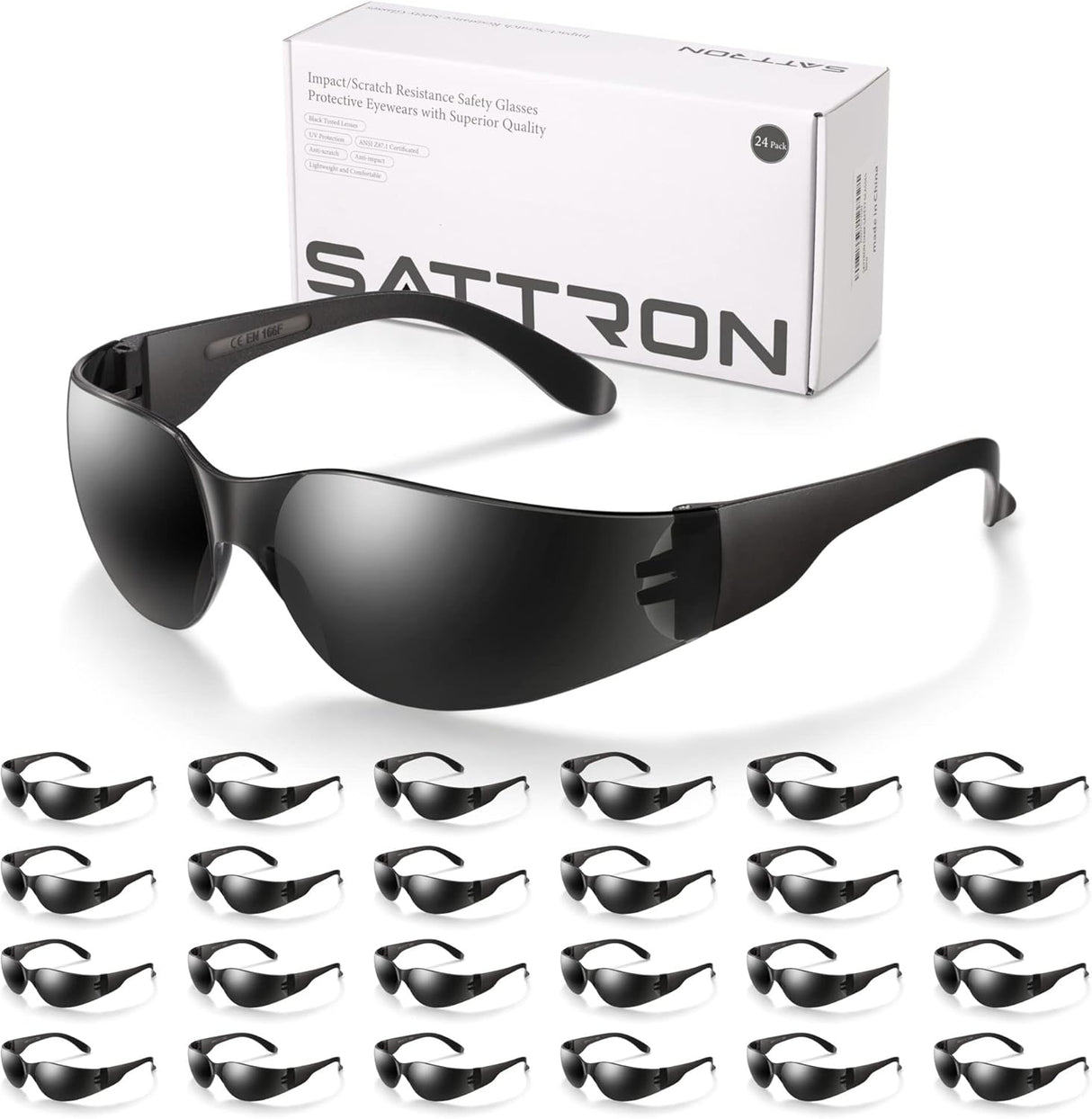 24 Pack of Tinted Safety Glasses (Protective Safety Sunglasses) Ploycarbonate Car Wash Superstore