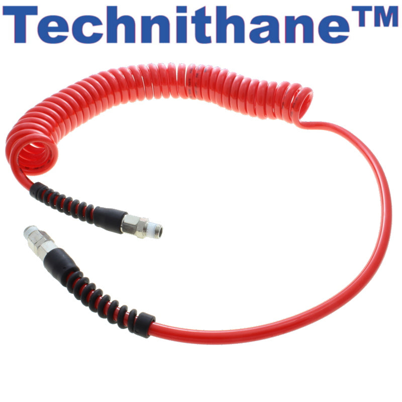 Advanced Technology Products Technithane Red 3/8'' MPT x 10' Working Length Coil Tubing Foamy Hose Advanced Technology Products