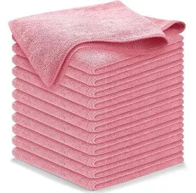 Quick Dry 16'' x 16'' Pink Extra Plush Microfiber Wrapped Towel Bulk Quick Dry