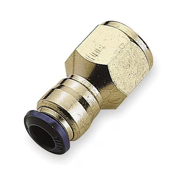 CWS Nickel Plated Brass 1/4'' x 1/4'' Female Pushlock Tube Connecting Adapter CWS