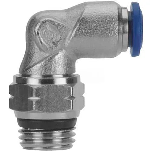 CWS Nickel Plated Brass 3/8'' x 1/2'' Male Pushlock Tube Connecting Adapter Swivel Elbow