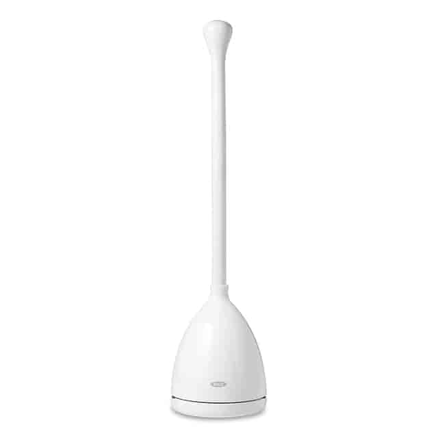 Toilet Plunger and Canister, 24"Plastic Handle, 6" dia, White Car Wash Superstore