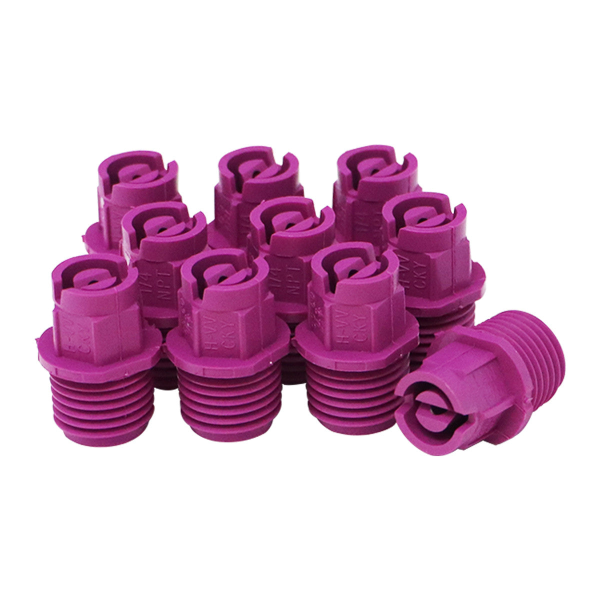 FanJet Flat Fan Nozzle 65°, 1/4in MPT, 0.80GPM @40PSI, Purple, PVDF, 90A2CM08E65, Pack of 10 Car Wash Superstore