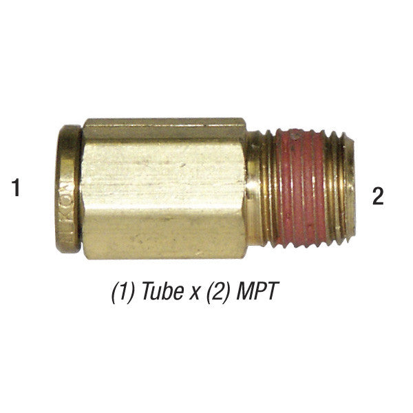 Male connector, 3/8in tube x 1/4in MPT, brass, 20-058, Sonny's