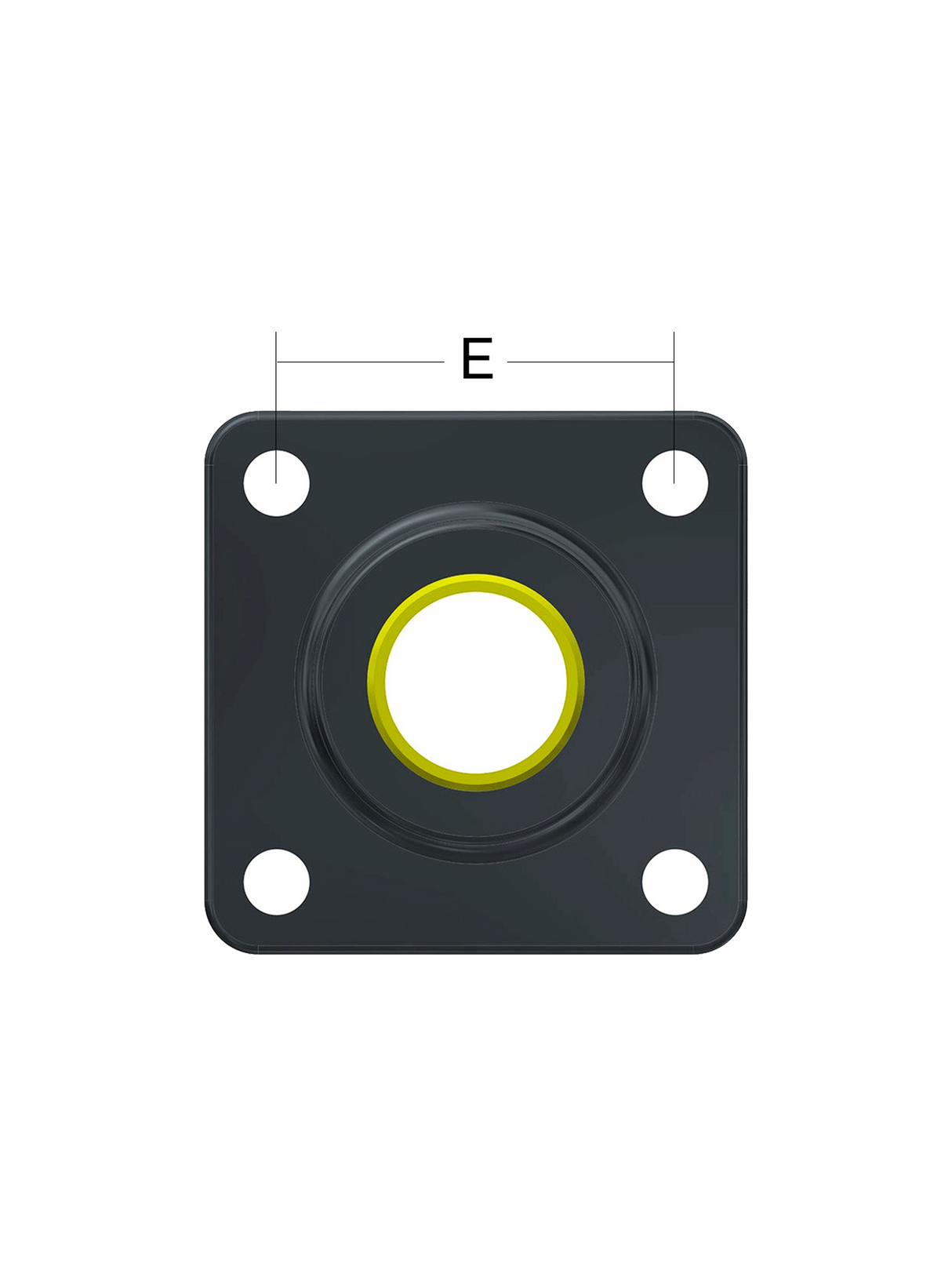 Flange Bearing, 4-Bolt, 1-1/4in Shaft Dia. Sonnys DCW Top Brush, Python Side Brush, Aluminum with Yellow Iglide® Plastic Insert Sonny's