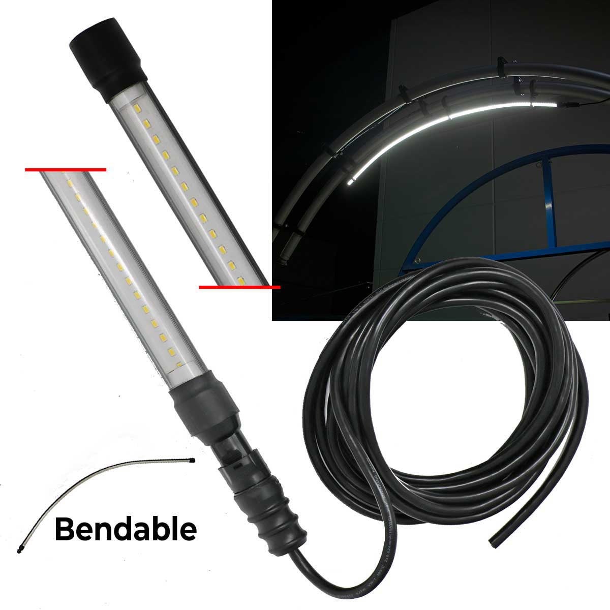 G&G Lighting 8ft Bendable Boom Light with Cable, White Car Wash Superstore