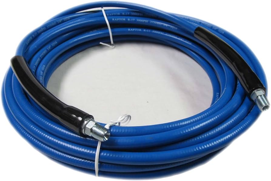 Hose 200' x 1/4" Blue Single Wire Hose 3000 psi with 250 degree Heat Rating; 1/4" Male Swivel Ends, 2 Hose Guard Car Wash Superstore