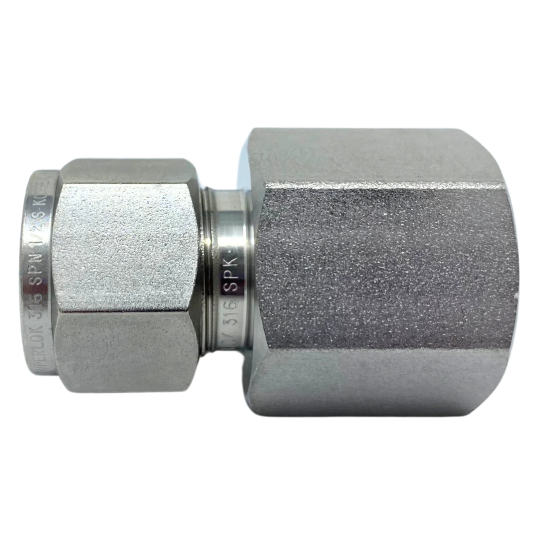 1/2" Tube x 1/2" Female NPT Connector - Stainless Steel Tube Fittings Car Wash Superstore