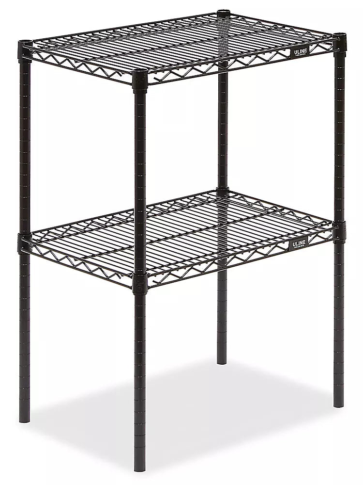 Two-Shelf Wire Shelving Unit - 24 x 18 x 34", Black Car Wash Superstore