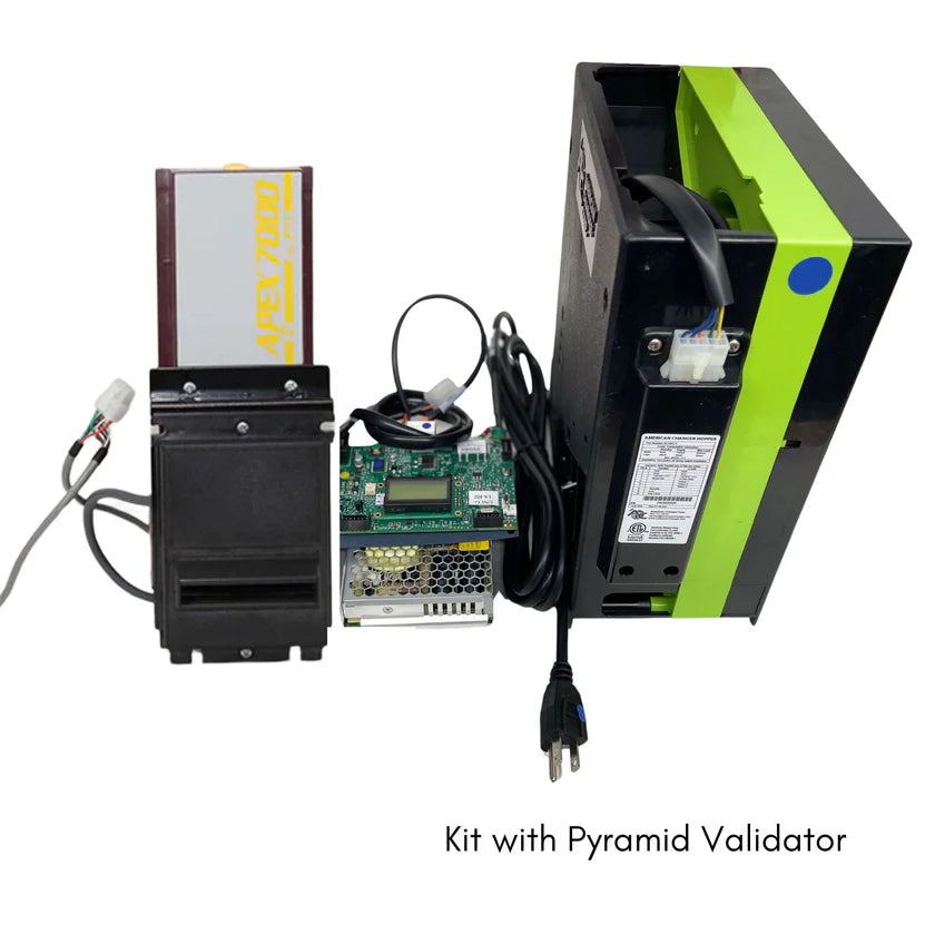American Changer Universal Board Upgrade Kit (1) Universal Board & Harness (1) CPI Talos Validator (1) AC Hopper American Changer