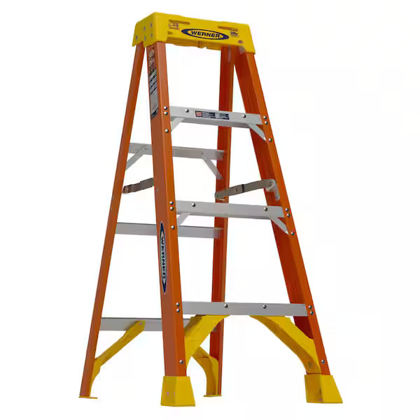 Werner 4 ft. Fiberglass Step Ladder 300 lbs. Load Capacity 8 ft. Reach Height