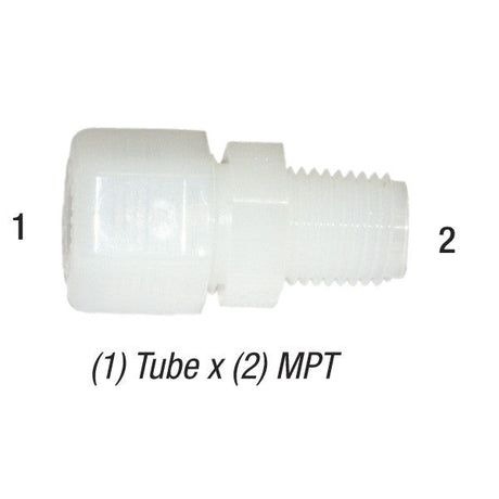 Male Connector, 1/2in Tube x 1/4in MPT, Thermoplastic, N8MC4 Car Wash Superstore