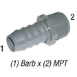 Adapter, 1/2in MPT x 3/4in Barb, PVC SCH40, 1436-074, Gray Car Wash Superstore