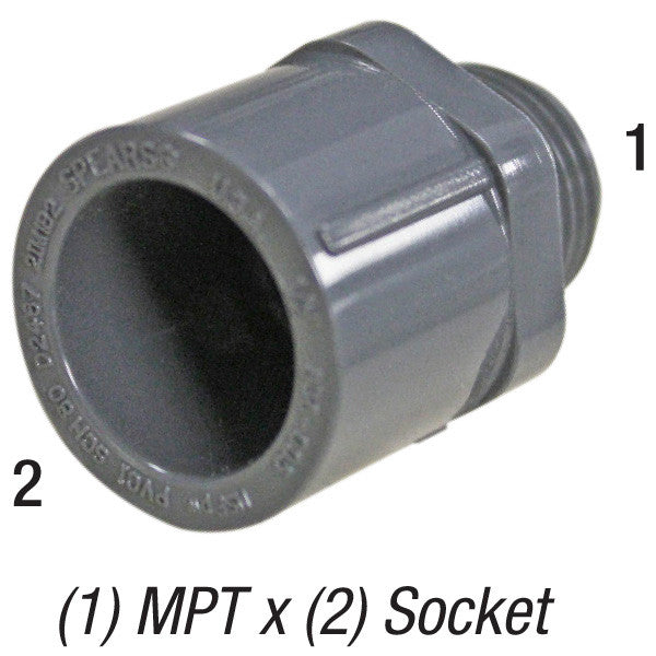 Adapter, 1/2in MPT x 1/2in SLP Socket, PVC SCH80, Gray Car Wash Superstore