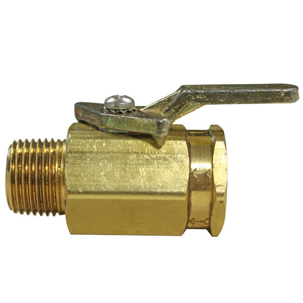 Ball Valve, Two-Way, 1/4in Female x 1/4in Male, 500PSI, Brass Car Wash Superstore