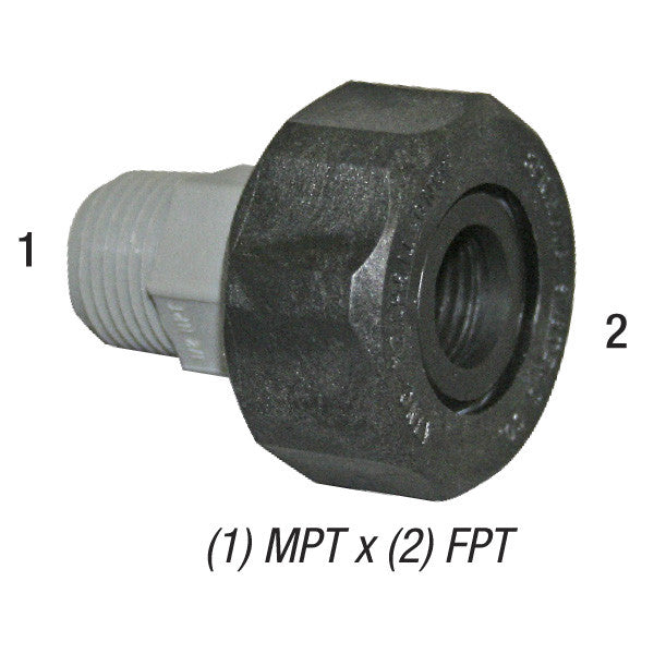Ball Fitting, 1/2in MPT Inlet x 1/2in FPT Outlet, 125PSI, Plastic, 10PK Car Wash Superstore