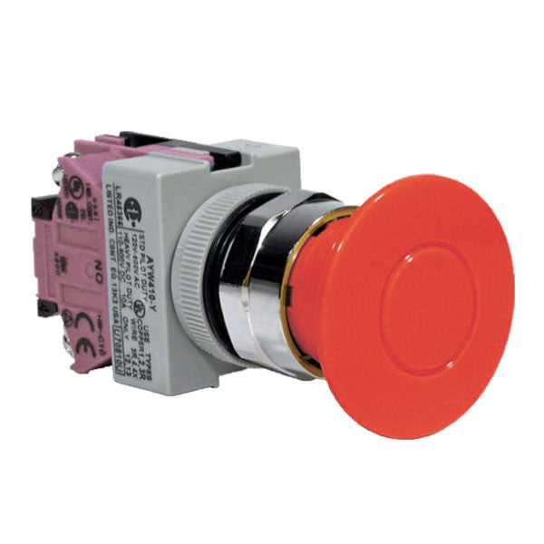 E-Stop PushButton, Red SPST Mushroom, 40MM Dia. 1 Normally Closed, Non-Illuminated, IDEC Car Wash Superstore