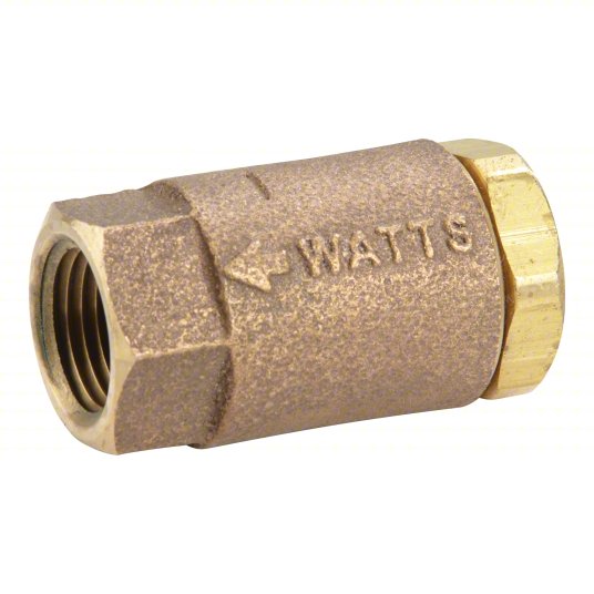 WATTS Check Valve: Single Flow, Inline Spring, Lead Free Cast Copper Silicon Alloy, FNPT, Viton Car Wash Superstore