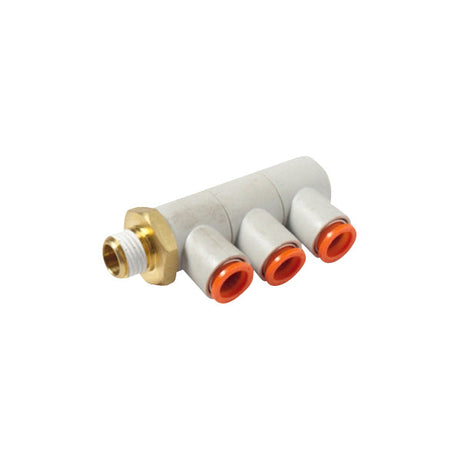 Triple Push-In Manifold 3/8" Tube (X3) x ¼" MPT (9024000PP) MacNeil