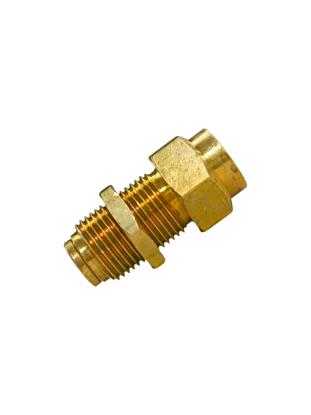 Push-In Fitting for Polyethylene and Nylon Tubing, Union Bulkhead 3/8in Tube x 1/4 FPT, Brass ACR Industries