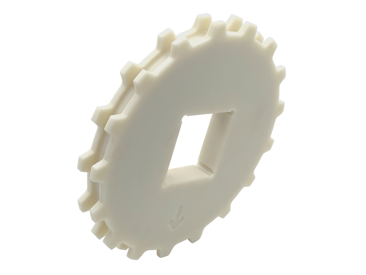 AVW Sprocket, Belt Conveyor, Dual 17T Hybrid, 3-1/2" Square Bore Machined Plastic, White, MD Net Item Car Wash Superstore