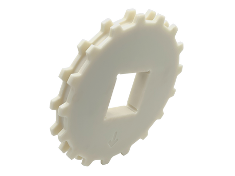 AVW Sprocket, Belt Conveyor, Dual 17T Hybrid, 3-1/2" Square Bore Machined Plastic, White, MD Net Item Car Wash Superstore