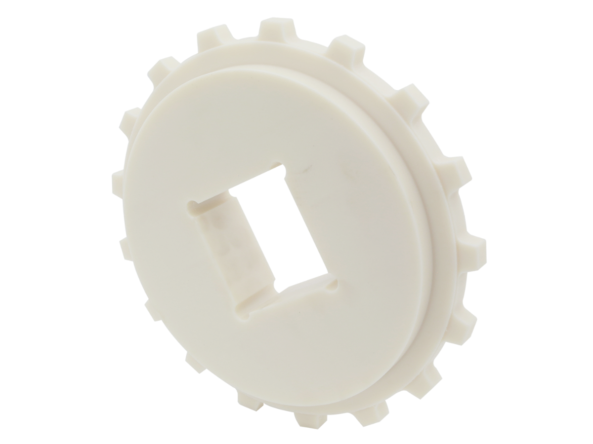 AVW Sprocket, Belt Conveyor, 17 Tooth, 3-1/2? Square Bore Machined Plastic, White, Split Sprocket Car Wash Superstore