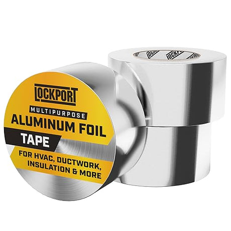 Lockport Aluminum Foil Tape 2" x225 ft - 3 Pack - Aluminum HVAC Tape - HVAC Duct Sealing, Dryer Vent, Heat Insulation & Ductwork Repairs - Heat Resistant, Waterproof, Professional Grade Car Wash Superstore