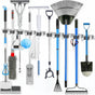 2 Pack Wall Mount Broom Holder Stainless Steel 5 Racks with 4 Hooks Broom Organizer Self Adhesive Car Wash Superstore