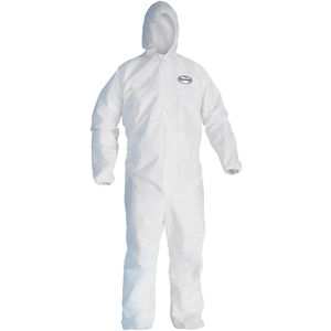 Disposable Coverall X-Large , 12 mil White SMS Fabric Zipper / Storm Flap Serged Seam Elastic Back Hood Car Wash Superstore