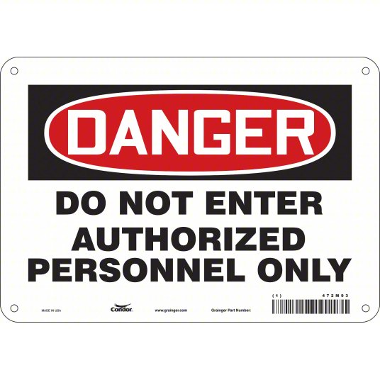 Danger Do Not Enter Authorized Personnel Only Sign, 7"x10" Car Wash Superstore