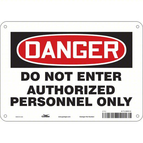 Danger Do Not Enter Authorized Personnel Only Sign, 7"x10" Car Wash Superstore
