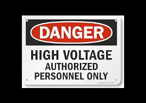 DANGER HIGH VOLTATE AUTHORIZED PERSONNEL ONLY Sign, 10" x 14",  Aluminum Car Wash Superstore