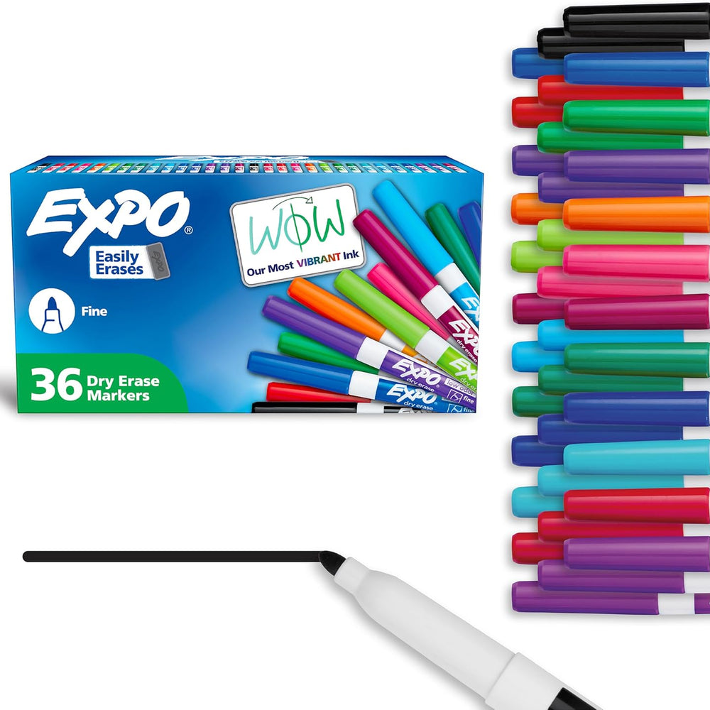 36ct Assorted Fine Tip Dry Erase Markers Car Wash Superstore