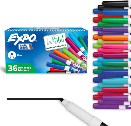 36ct Assorted Fine Tip Dry Erase Markers Car Wash Superstore