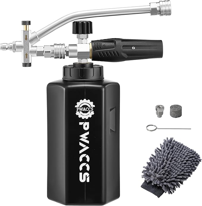 Pressure Washer Foam Cannon Dual Connector Accessory,  Adjustable Foam Blaster, 1/4" Quick Connect Foam Lance 1.5 L, 3600 PSI Car Wash Superstore