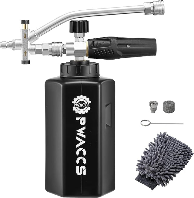 Pressure Washer Foam Cannon Dual Connector Accessory,  Adjustable Foam Blaster, 1/4" Quick Connect Foam Lance 1.5 L, 3600 PSI Car Wash Superstore